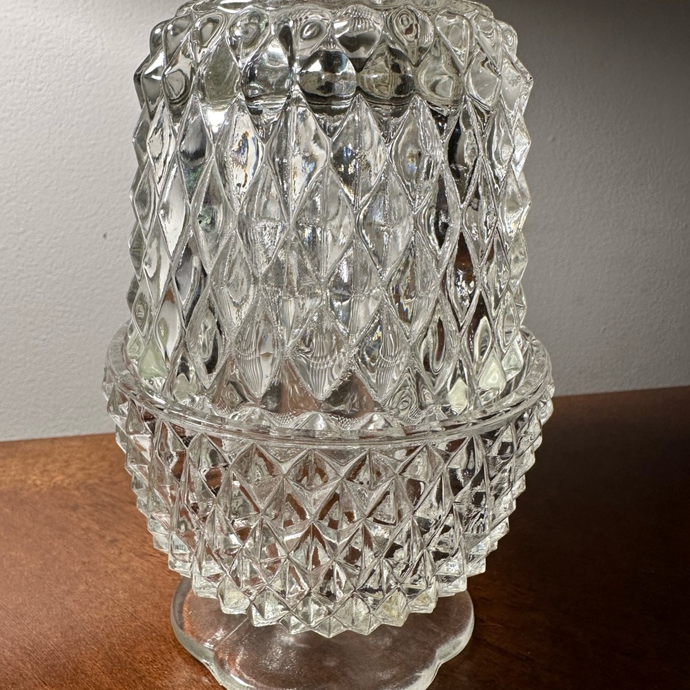 Indiana Glass Diamond Point Fairy Lamp (Clear)